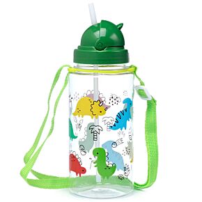 Sticlă pentru Copii cu Pai 450ml - Baby Dinosauria Sticlă pentru Copii cu Pai 450ml - Baby Dinosauria