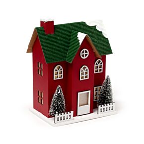 Căsuță Decorativă de Crăciun cu LED - Roșie