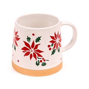 Cană în Gresie Porțelanată - Floral de Crăciun